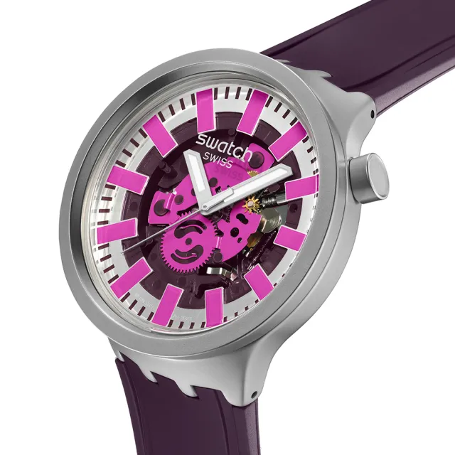 【SWATCH】AUDACIOUS ACAI 大錶面金屬手錶/男錶/女錶/瑞士製造 SB07S120(47mm)