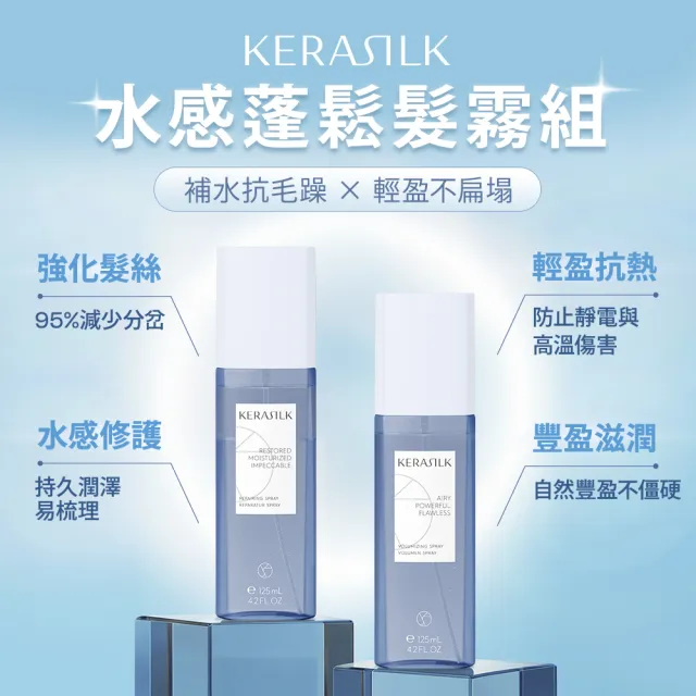 【KERASILK】水感蓬鬆髮霧組☆水誘晶漾125ml+輕盈蓬蓬125ml(補水保濕/髮根蓬鬆/免沖噴霧/髮妝水/夏日必備)