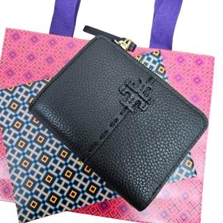 【TORY BURCH】tb 經典標誌荔枝皮革 雙折釦式零錢短夾皮夾禮盒組送禮原廠紙袋