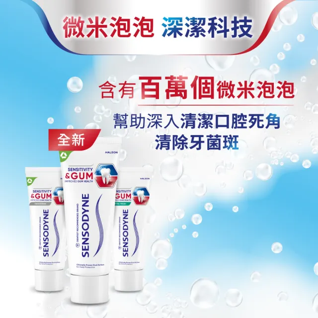 【SENSODYNE 舒酸定】進階護理 專業抗敏護齦牙膏100gX8入(原味/亮白配方/沁涼薄荷)
