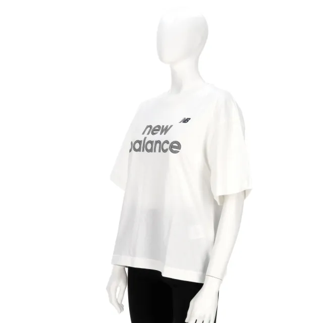 【NEW BALANCE】女款 白色 美規 寬鬆 文字 印花 T恤 運動 休閒 短袖 WT61L713WT