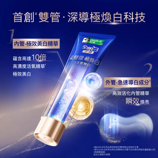 【DARLIE 好來】全亮白深導極煥白雙管牙膏100gx2入(1天/美白/亮白)