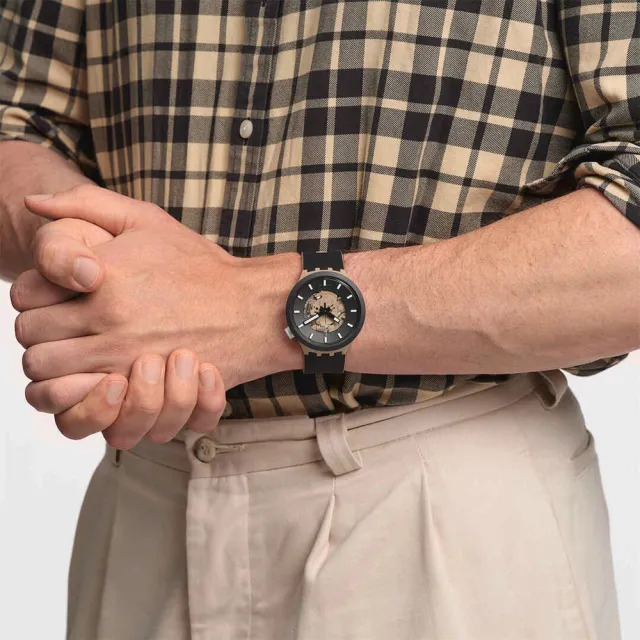 【SWATCH】TIME FOR TAUPE 大錶面手錶/男錶/女錶/瑞士製造 SB03C100(47mm)