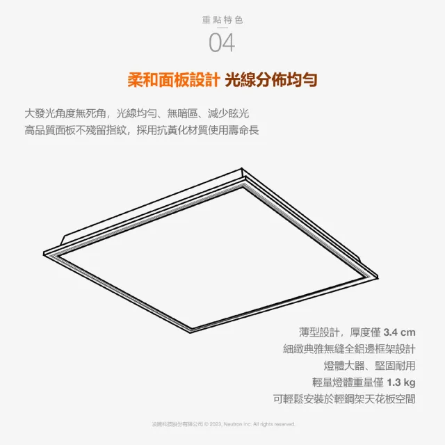 【Osram 歐司朗】單入 40W LED平板燈 2尺x2尺 直下式 辦公室用燈 省電燈具 輕鋼架(自然光 白光)