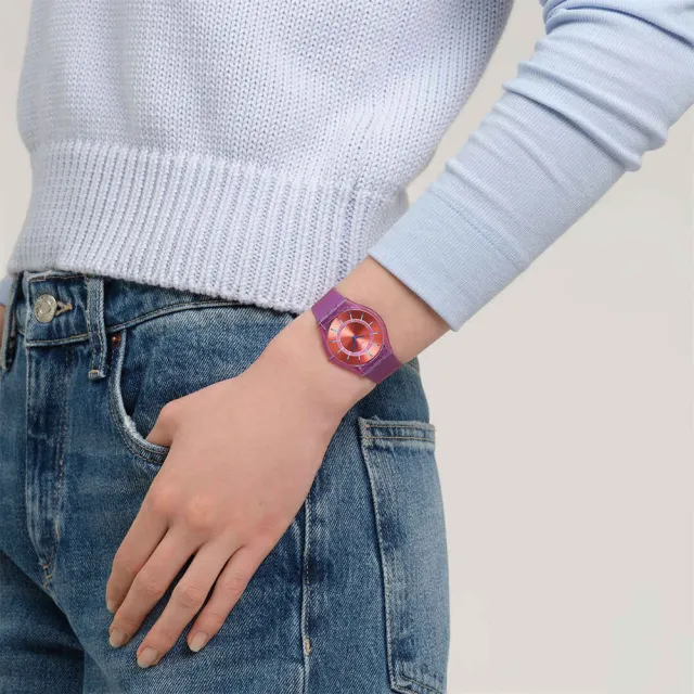 【SWATCH】SWEET STRAWBERRY DREAM 超薄手錶/男錶/女錶/瑞士製造 SS08V108(34mm)