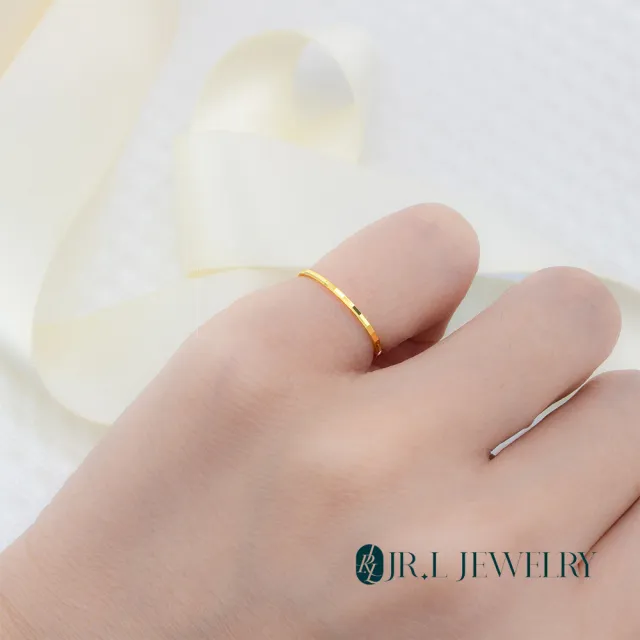 【JR.L JEWELRY】18K金 長方刻面紋黃K金戒指(固定戒圍)