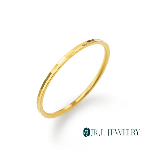 【JR.L JEWELRY】18K金 長方刻面紋黃K金戒指(固定戒圍)