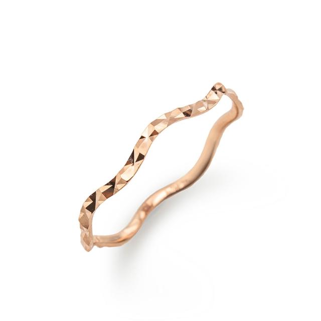 【JR.L JEWELRY】18K玫瑰金 刻面浪花K金戒指(固定戒圍)