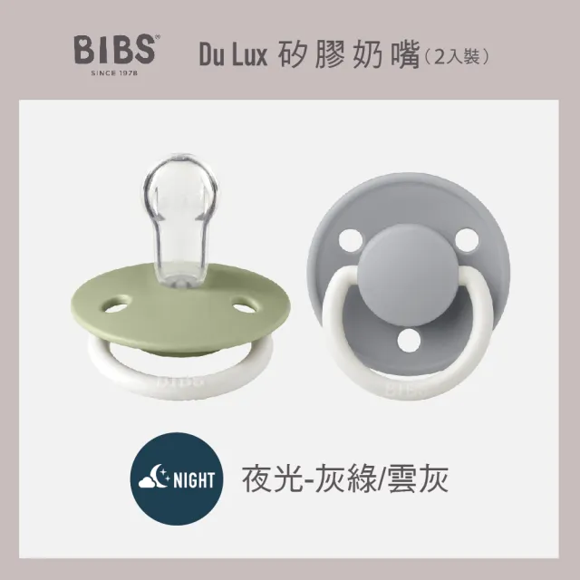【BIBS】De Lux 矽膠安撫奶嘴-夜光2入(丹麥奶嘴 原裝進口公司貨)