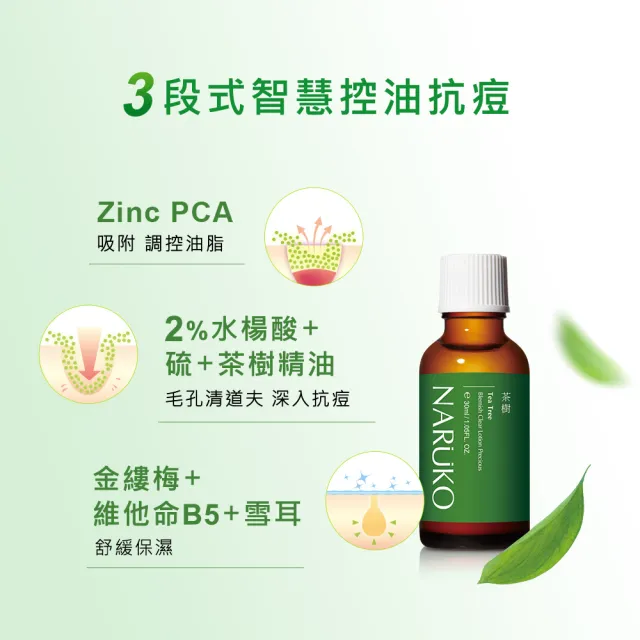 【NARUKO 牛爾】茶樹抗痘明星雙寶5件組(粉刺寶30ml x3+美白寶10ml x2)