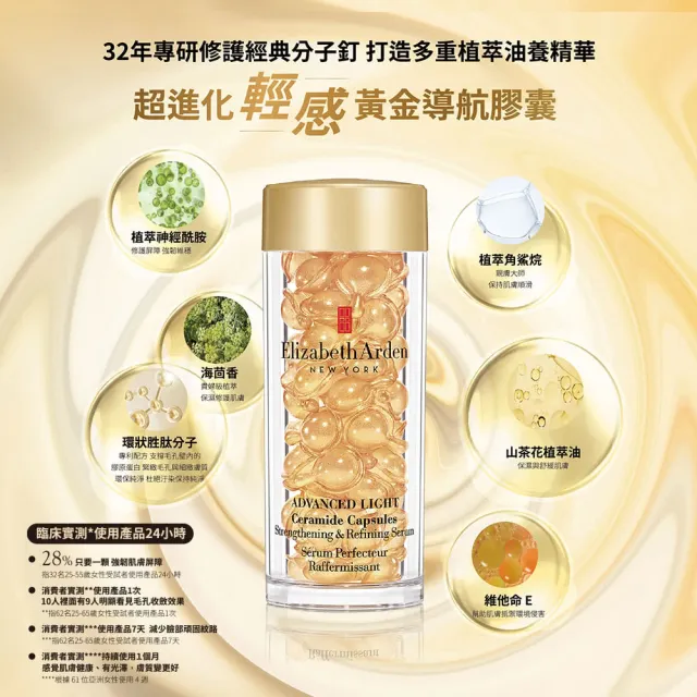 【伊麗莎白雅頓】官方直營 超A醇玫瑰金抗痕/黃金潤澤/輕感平衡 膠囊精華60顆 任選二入