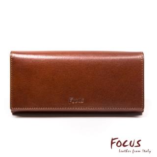 【FOCUS】真皮包包 多卡層大容量扣式女長夾FTC3573(義大利植鞣革/頭層牛皮/真皮包包 長夾)