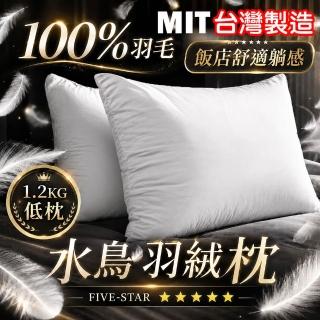 【QIDINA】MIT頂級飯店水鳥羽毛枕頭 低枕-SUD(抱枕 枕頭 飯店枕頭 枕芯 羽絨枕 枕頭套 高枕頭 低枕頭)