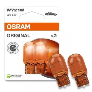 【Osram 歐司朗】WY21W 汽車原廠燈泡 T20單芯黃 12V/21W 7504-2BL 吊卡燈泡 公司貨(2入/卡)