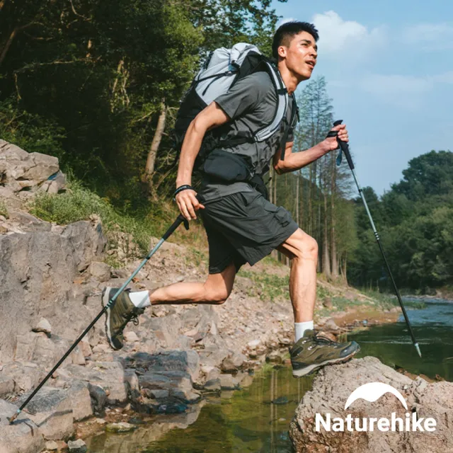 【Naturehike】輕風EXT碳纖維四節折疊登山杖 D020-Z 單支(台灣總代理公司貨)