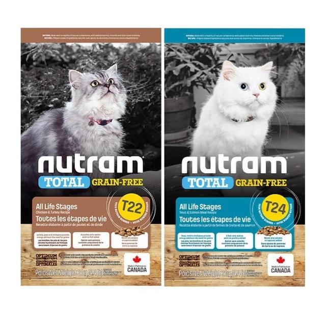 【Nutram 紐頓】T22/T24無穀全能系列貓飼料2kg/4.4lb(火雞/鮭魚、貓糧)