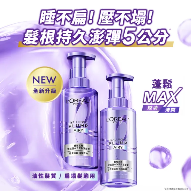 【L’OREAL Paris 巴黎萊雅】珍珠蛋白瞬順柔亮/玻尿酸水光豐盈/黃金柔韌修護系列洗髮露/護髮素(5入組)