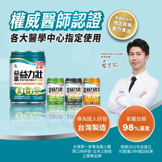 【益富】益力壯20 營養均衡完整配方-原味 250ml*120入(蛋白質、口飲/管灌適用)