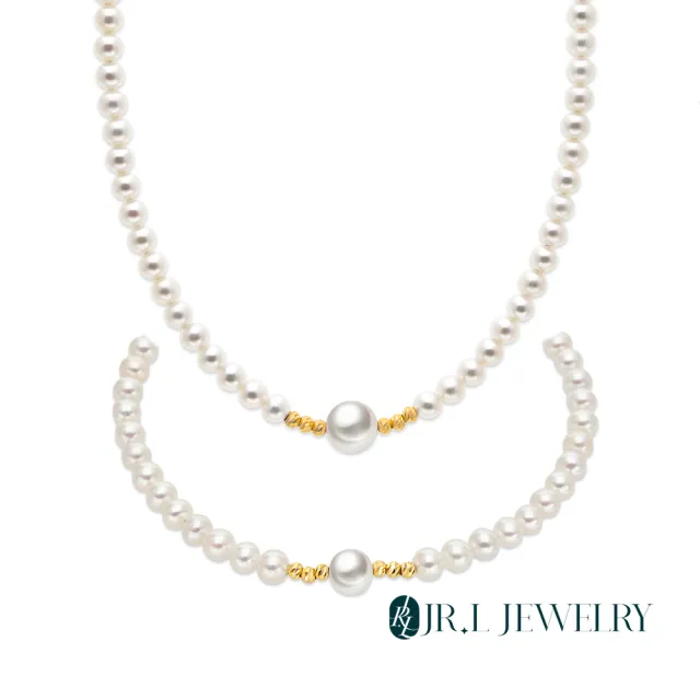 【JR.L JEWELRY】天然珍珠 愛語晨光18K金珍珠套組(手鍊3.5-5MM/項鍊3-6MM)