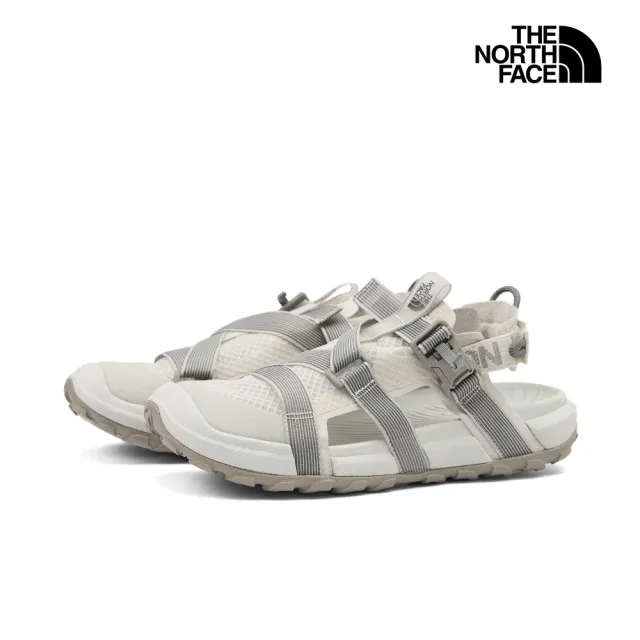 【The North Face】北面男女款白色魔鬼氈調節抓地涼鞋｜8G6NL0Y