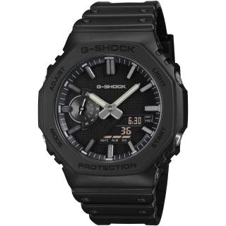 【CASIO 卡西歐】G-SHOCK LUXE BLACK 極簡霧黑八角防護雙顯手錶 情人節 送禮(GA-2100LXB-1A/速)