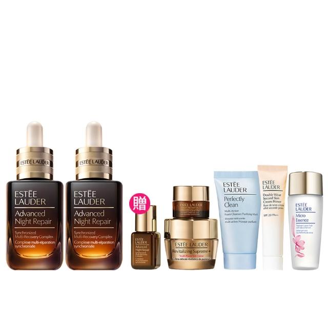 【Estee Lauder 雅詩蘭黛】特潤超導全方位修護露50ml雙件組(No.1小棕瓶 彈嫩發光/精華液)