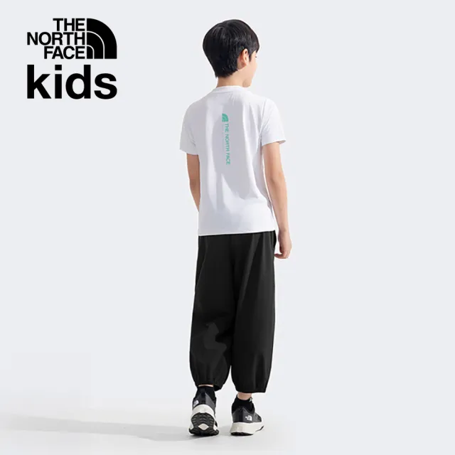 【The North Face】北面兒童黑色UPF防曬戶外徒步長褲|8C0RJK3(抗UV/涼感科技)