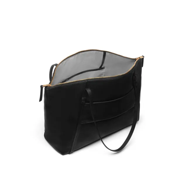【TUMI】Voyageur Q Tote 都會時尚皮革托特包 - 黑/淡金