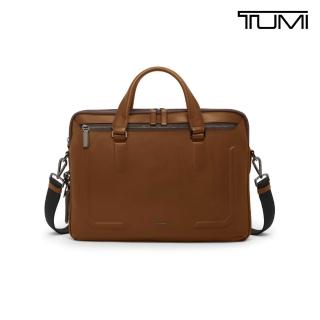【TUMI】Harrison Sycamore 14 吋筆電商務纖薄皮革公事包 - 干邑棕