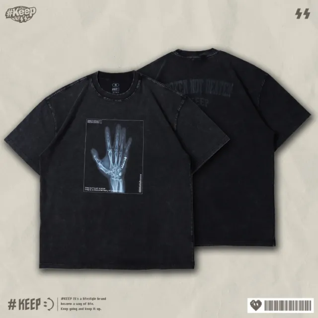 KEEP WASHED X-RAY GRAPHIC TEE X光片 水洗 黑色 印花 重磅 骨頭 短TEE (KS350)