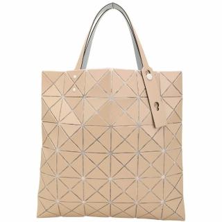 【ISSEY MIYAKE 三宅一生】BAOBAO LUCENT W COLOR 6x6 撞色霧面幾何手提托特包(米x淺米)