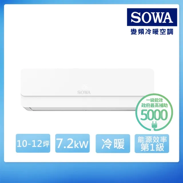 【SOWA 首華】白金級安裝★10-12坪R32 一級變頻冷暖型分離式冷氣(SDV-P722CHM/SSA-P722DVCHM)