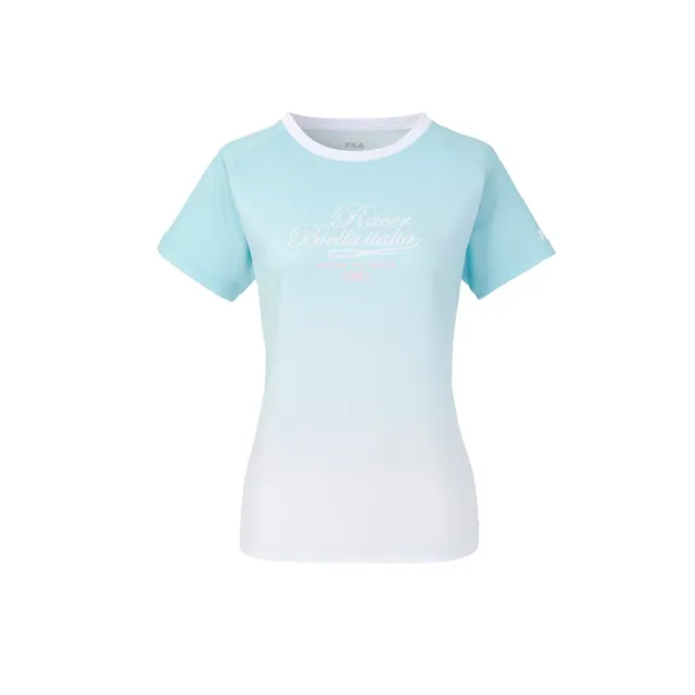 【FILA】FILA 女短袖圓領T恤-水藍 5TEA-5317-SB