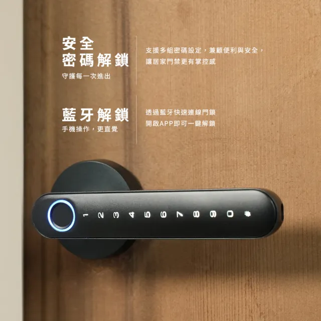 【chatlock】日本製頂級五合一指紋室內電子門鎖 H10 - 經典黑