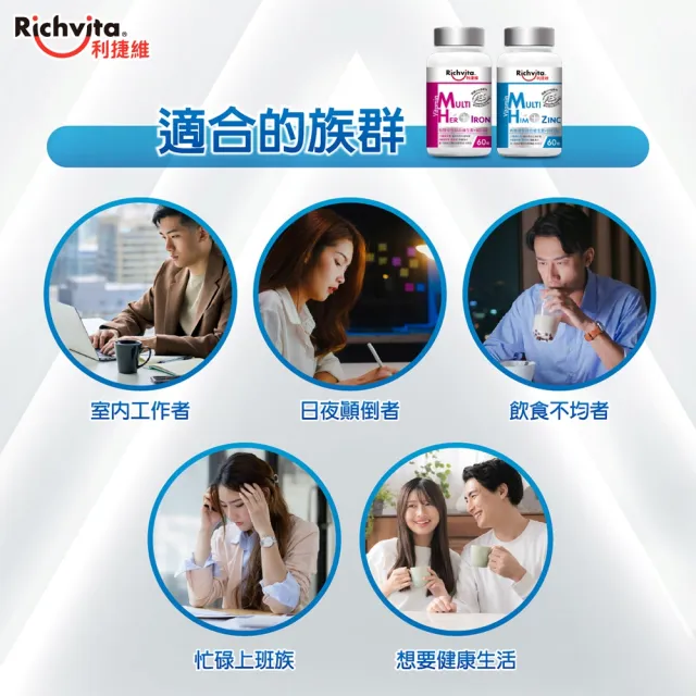【利捷維】有酵綜合維生素加鋅/鐵60錠(任選-男綜、女綜 陳傑憲 代言)