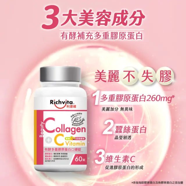 【利捷維】有酵多重膠原蛋白口嚼錠60錠 3入組(共180錠 陳傑憲代言)