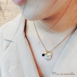 【Ms caramelo 焦糖小姐】星座項鍊 8月獅子座項鍊 Leo 黑曜石&鋯石項鍊(可雙面配戴)
