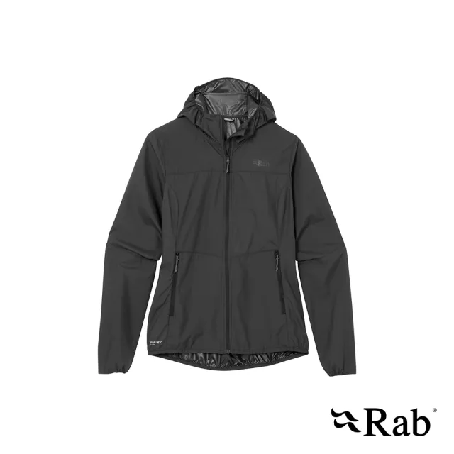 【RAB】Windgather Hoody Wmns 輕量防風連帽外套 女款 黑色 #QWS85