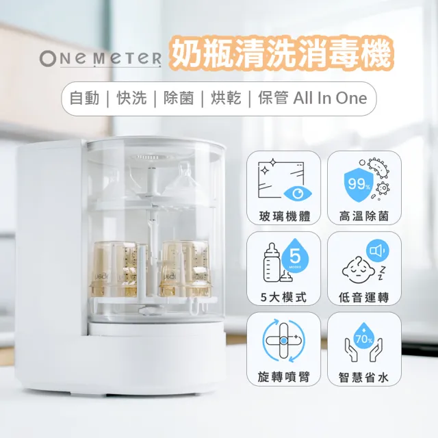 【one-meter】可視奶瓶清洗機/奶瓶消毒鍋/超靜音/99%滅菌率(OTK-04051BS)
