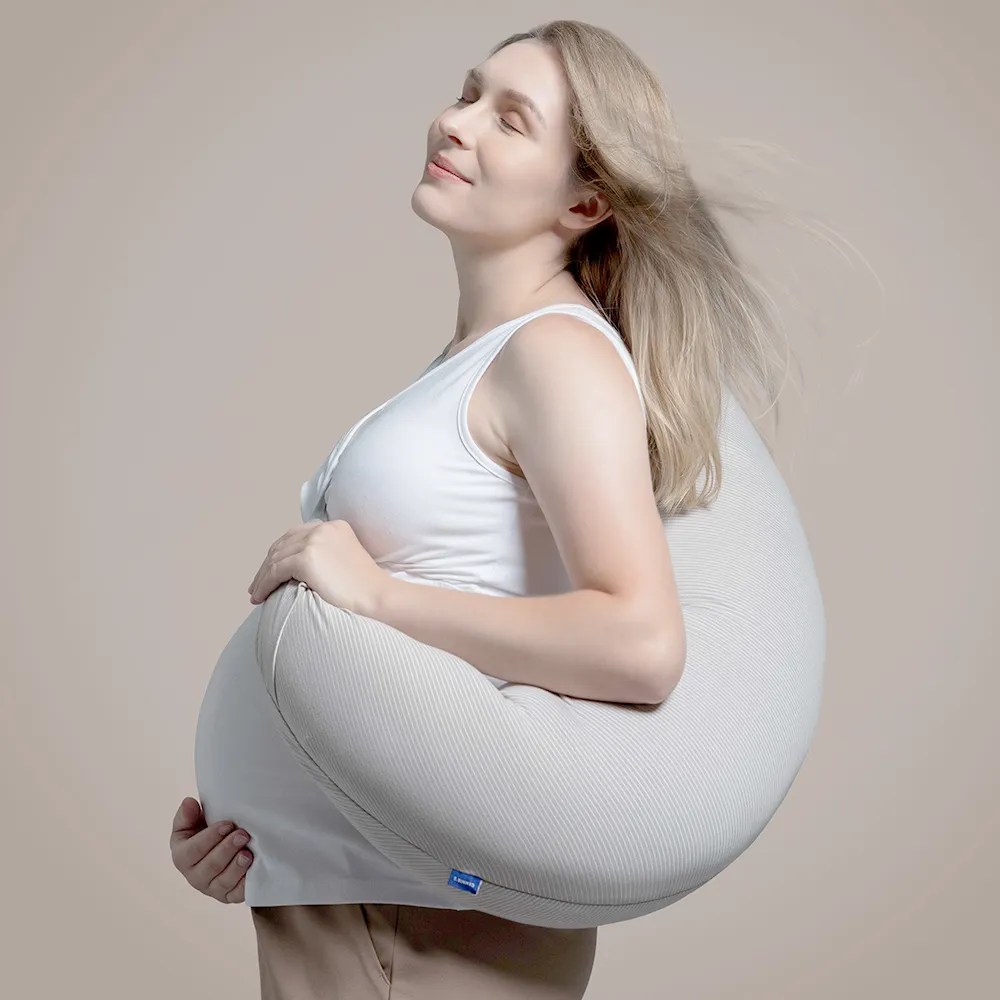 【Gennies 奇妮】智能恆溫抗菌月亮枕 媽媽枕 孕婦枕 哺乳枕(咖啡紗)
