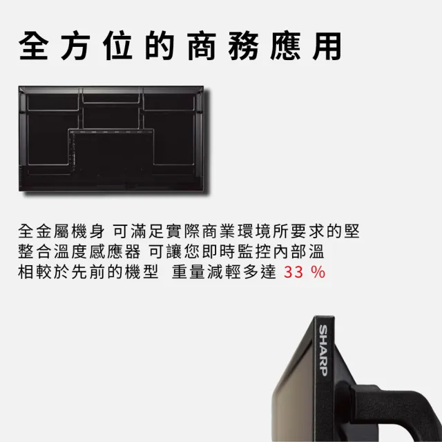 【SHARP 夏普】65吋 4K商用顯示器 數位看板 廣告機 商用電子看板(PN-ME652)