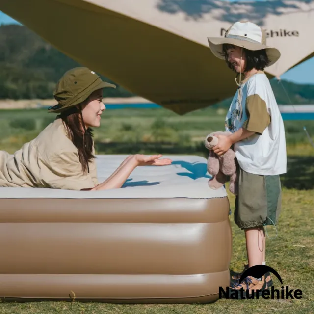 【Naturehike】辰景植絨加高充氣床墊38cm 內置打氣機 三人 WS013(台灣總代理公司貨)