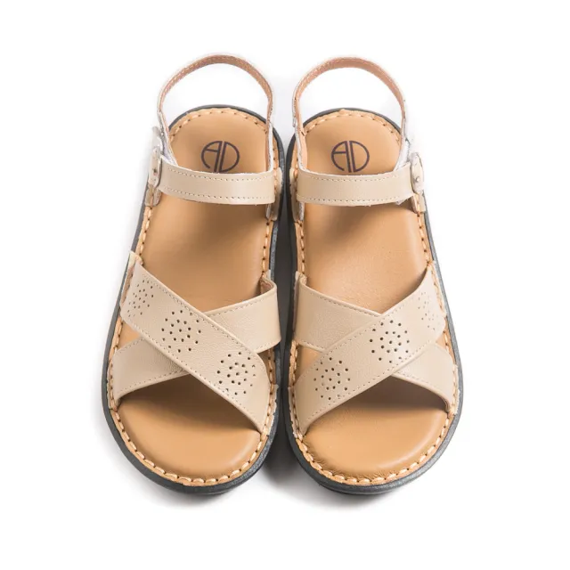 【ALAIN DELON 亞蘭德倫】女真皮涼鞋A86225(2色 黑 米)