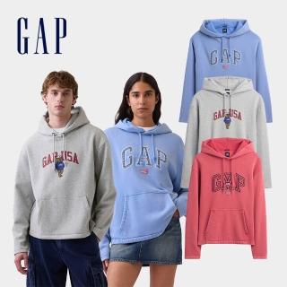 【GAP】男裝 VintageSoft寬鬆版美式Logo長袖帽T-多色可選(899461)