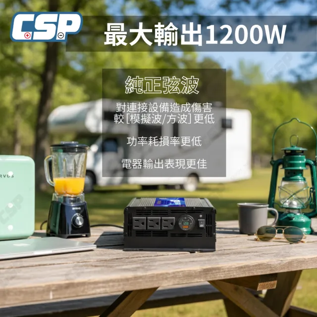 【CSP】PD-1200W 純正弦波(轉換器 逆變器 電源轉換器 備用電源 露營行動電源 台灣制造)