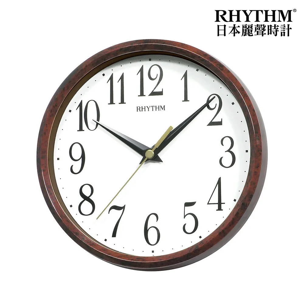 【RHYTHM 麗聲】官方直營 經典木紋座掛兩用18cm小型鐘(木紋棕)