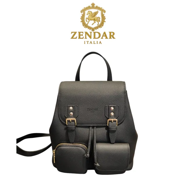 【ZENDAR】台灣總代理 限量1折 頂級超柔軟小牛皮後背包 漢娜系列 全新專櫃展示品(黑色)