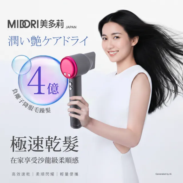 【MIDORI 美多莉】Hypersonic高速負離子水漾吹風機-鐵灰(MDR-141)