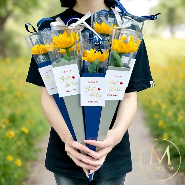【Floral M】最好祝福向日葵香水花質感藍(畢業花束/香水花束/向日葵花束/畢業禮物/祝福花束)