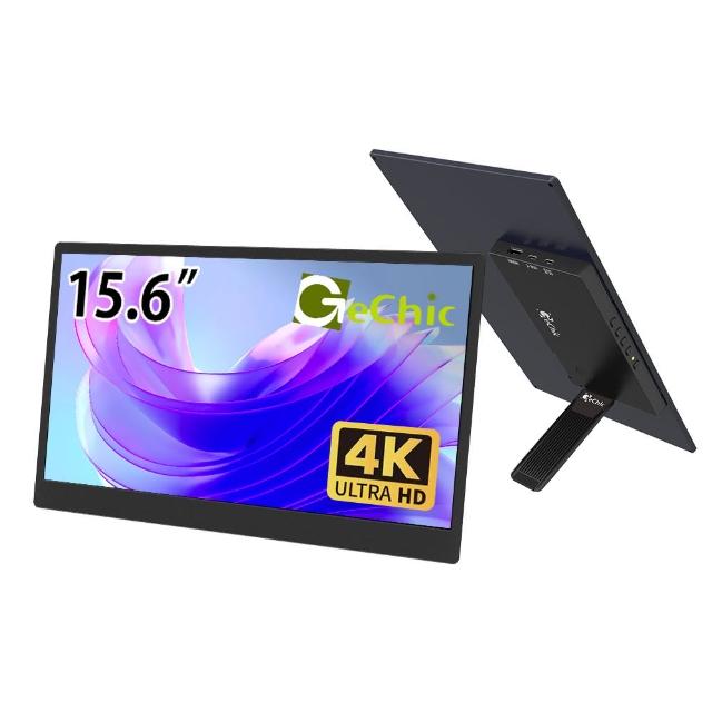 【GeChic 給奇創造】M153U 15.6吋 4K 可攜式螢幕 Mac外接螢幕(6mm超輕薄/ 支援橫豎翻轉/ 霧面不眩光)